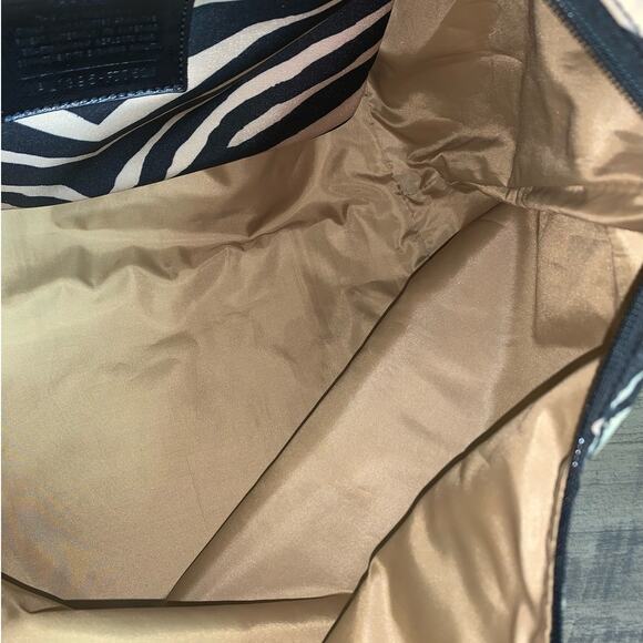 Coach y2k Devin Black and Tan Zebra Print Nylon Overnight Tote & Pouch - Picture 12 of 16